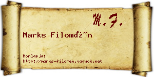 Marks Filomén névjegykártya