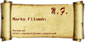 Marks Filomén névjegykártya